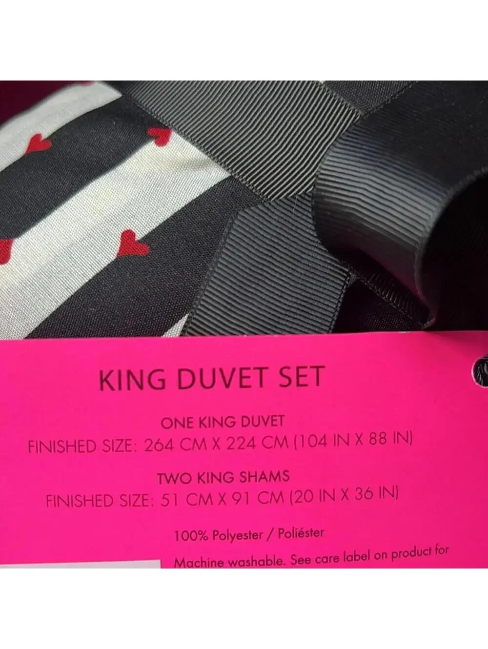 NEW Betsey Johnson KING DUVET SET Black White Stripe Cover Pillow Cases NIP